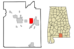 Covington County Alabama Incorporated and Unincorporated areas Babbie Highlighted.svg