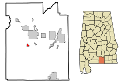 Covington County Alabama Incorporated and Unincorporated areas Carolina Highlighted.svg