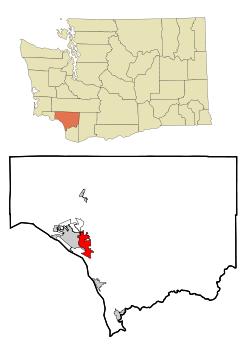 Cowlitz County Washington Incorporated and Unincorporated areas Kelso Highlighted.svg