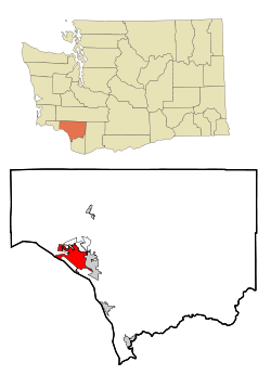 Cowlitz County Washington Incorporated and Unincorporated areas Longview Highlighted.svg