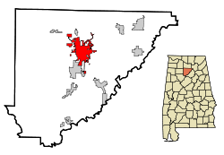Cullman County Alabama Incorporated and Unincorporated areas Cullman Highlighted.svg