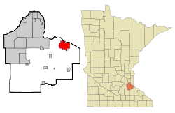 Dakota County Minnesota Incorporated and Unincorporated areas Hastings Highlighted.svg