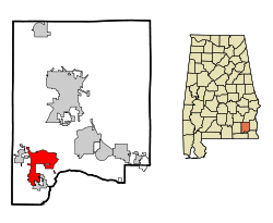 Dale County Alabama Incorporated and Unincorporated areas Daleville Highlighted.svg