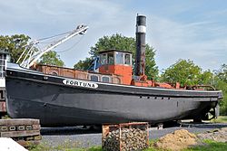 Die Fortuna aufgebockt in der LWL-Industriemuseumslandschaft des Schiffshebewerks Henrichenburg