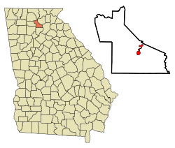 Dawson County Georgia Incorporated and Unincorporated areas Dawsonville Highlighted.svg