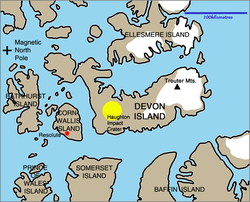 Bathurst Island (Mitte links), Devon Island, Cornwallis Island