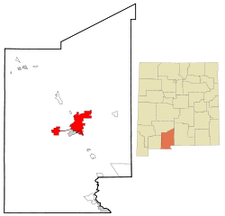 Dona Ana County New Mexico Incorporated and Unincorporated areas Las Cruces Highlighted.svg