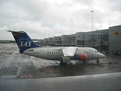 Ein für SAS betriebener Avro RJ70 der Transwede Airways