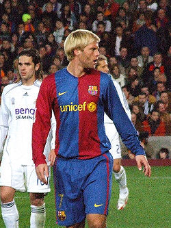 Eiður Guðjohnsen beim Spiel des FC Barcelona gegen Real Madrid am 10. März 2007
