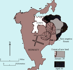 Karte mit Eruptionsdiagramm