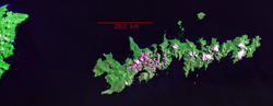 Satellitenbild (Landsat Geocover), mit Feuerland im Westen