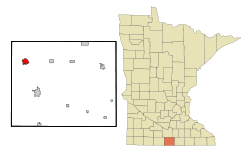 Faribault County Minnesota Incorporated and Unincorporated areas Winnebago Highlighted.svg