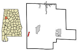Fayette County Alabama Incorporated and Unincorporated areas Belk Highlighted.svg