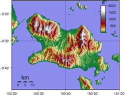 Topographische Karte der Fergusson-Insel