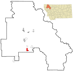 Flathead County Montana Incorporated and Unincorporated areas Lakeside Highlighted.svg