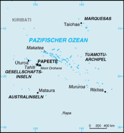Karte Französisch-Polynesiens mit Lage der Inselgruppe