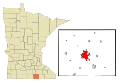 Freeborn County Minnesota Incorporated and Unincorporated areas Albert Lea Highlighted.svg