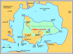 Karte French Island mit dem French Island National Park
