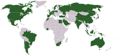 Weltkarte der ehemaligen G33 der Industrie- und Schwellenländer