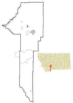 Gallatin County Montana Incorporated and Unincorporated areas Belgrade Highlighted.svg