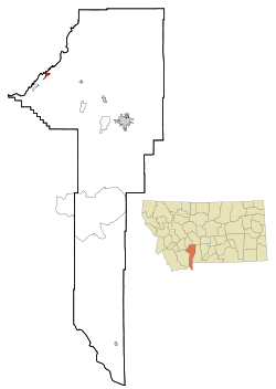 Gallatin County Montana Incorporated and Unincorporated areas Three Forks Highlighted.svg