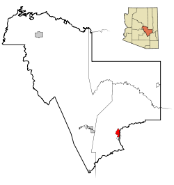 Gila County Incorporated and Unincorporated areas San Carlos highlighted.svg