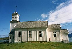 Gimsøy's Holzkirche von 1876