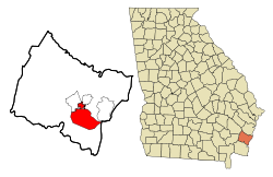 Glynn County Georgia Incorporated and Unincorporated areas Brunswick Highlighted.svg