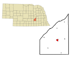 Hamilton County Nebraska Incorporated and Unincorporated areas Aurora Highlighted.svg