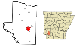 Hempstead County Arkansas Incorporated and Unincorporated areas Hope Highlighted.svg