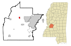 Hinds County Mississippi Incorporated and Unincorporated areas Bolton Highlighted.svg