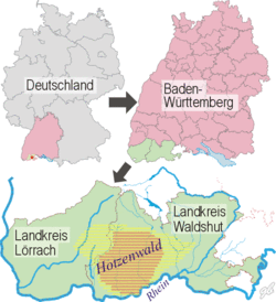Region Hotzenwald - engere und weitere Definition hervorgehoben