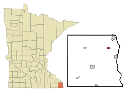 Houston County Minnesota Incorporated and Unincorporated areas Hokah Highlighted.svg