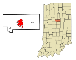 Howard County Indiana Incorporated and Unincorporated areas Kokomo Highlighted.svg