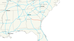 Streckenverlauf der Interstate 16 (GA)
