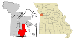 Jackson County Missouri Incorporated and Unincorporated areas Lee's Summit Highlighted.svg