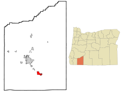 Jackson County Oregon Incorporated and Unincorporated areas Ashland Highlighted.svg