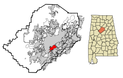 Jefferson County Alabama Incorporated and Unincorporated areas Homewood Highlighted.svg