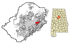 Jefferson County Alabama Incorporated and Unincorporated areas Irondale Highlighted.svg