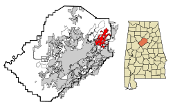 Jefferson County Alabama Incorporated and Unincorporated areas Trussville Highlighted.svg