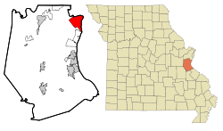 Jefferson County Missouri Incorporated and Unincorporated areas Arnold Highlighted.svg