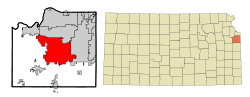 Johnson County Kansas Incorporated and Unincorporated areas Olathe Highlighted.svg