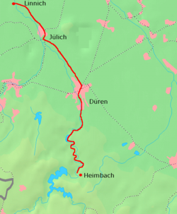 Strecke der Bahnstrecke Jülich–Heimbach