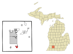 Kalamazoo County Michigan Incorporated and Unincorporated areas Vicksburg Highlighted.svg