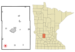 Kandiyohi County Minnesota Incorporated and Unincorporated areas Prinsburg Highlighted.svg