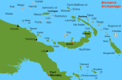 Karte des Bismarck-Archipels, Aua im Nord-Westen