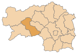 Lage des Bezirks Judenburg im Bundesland Steiermark (anklickbare Karte)
