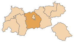 Lage des Bezirks Innsbruck Land im Bundesland Tirol (anklickbare Karte)