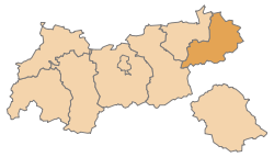 Lage des Bezirks Kitzbühel im Bundesland Tirol (anklickbare Karte)