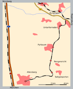Strecke der Bahnstrecke Burgthann–Allersberg